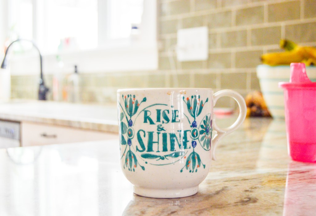 Coffee mug left on the counter
